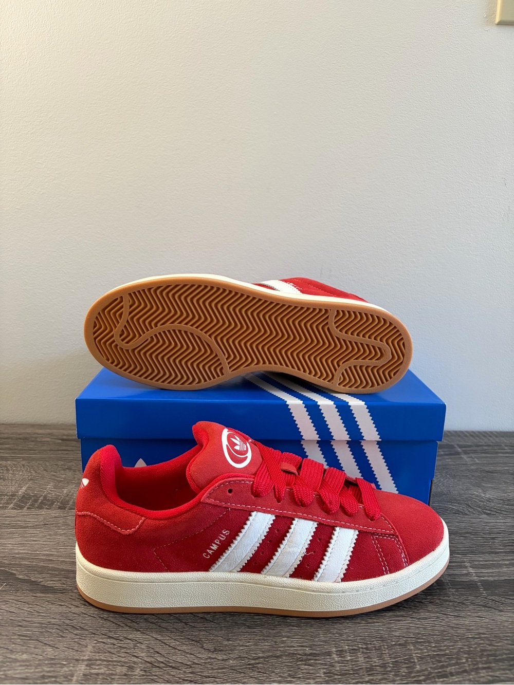 Adidas Campus 00s H03474 Red White Gum Sole Men's Size 10